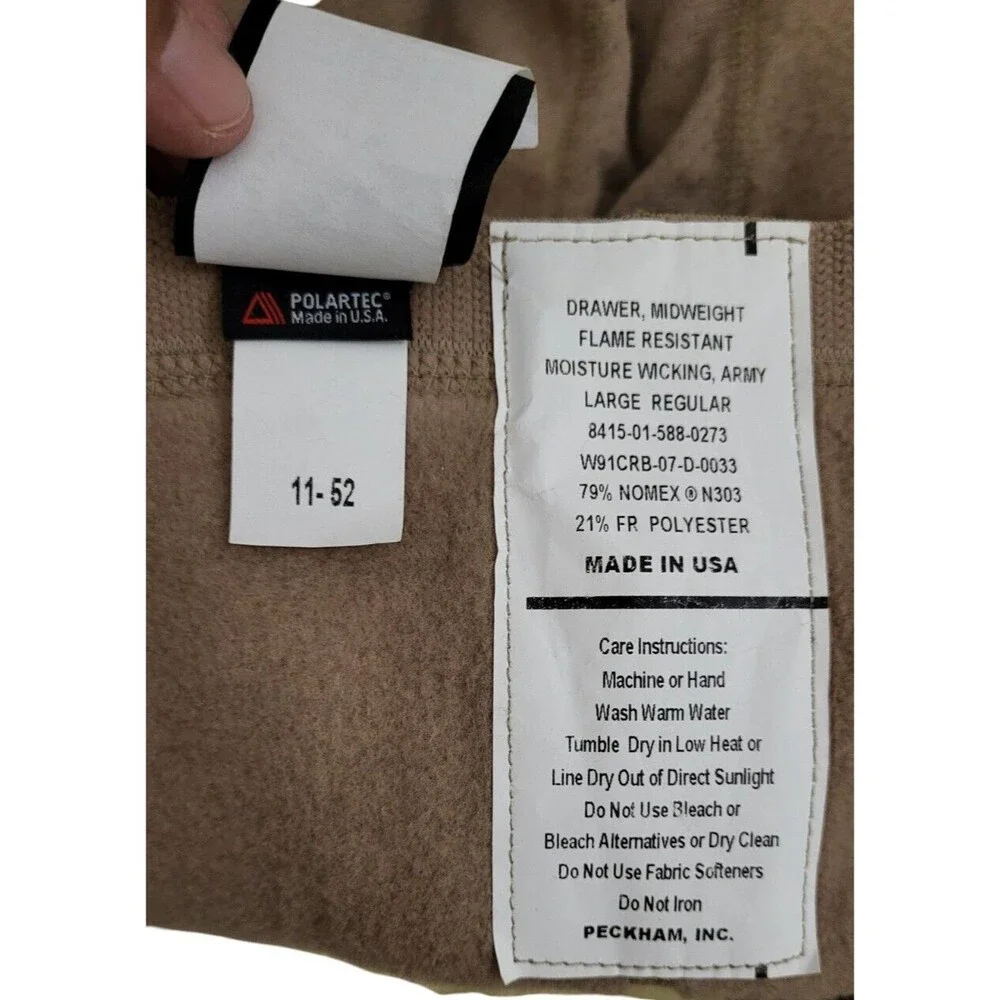 USGI Polartec Free Thermal Fire-Resistant Pant Liners Long Johns Large NEW